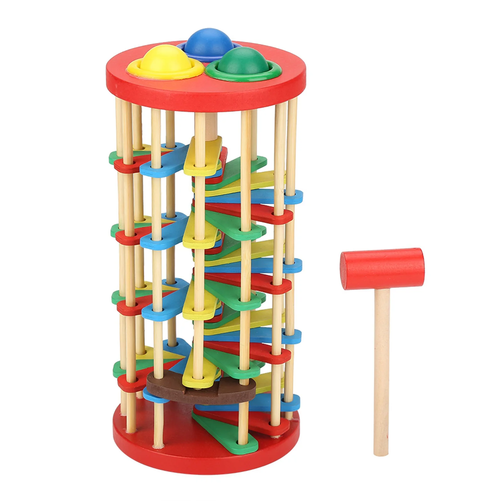 ZK20 Colorful Wooden Knock Ball Ladder Toy Intelligence Development Kids Children Preschool Gifts