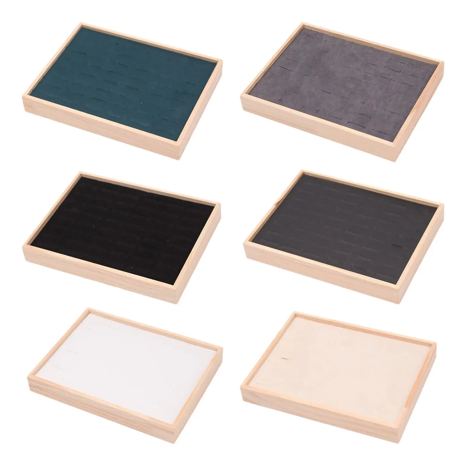 Rings Display Tray Jewelry Organizer Wooden Earrings Studs Jewelry Display Holder for Jewelry Store Countertop Photography