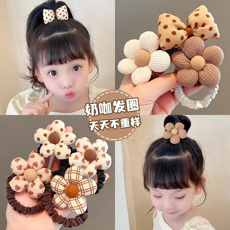 2023 Korean Cute Flower Scrunchie Children Girls Kid Elastic Hair Rubber Band Accessories Tie Hair Ring Rope Headdress Ornaments