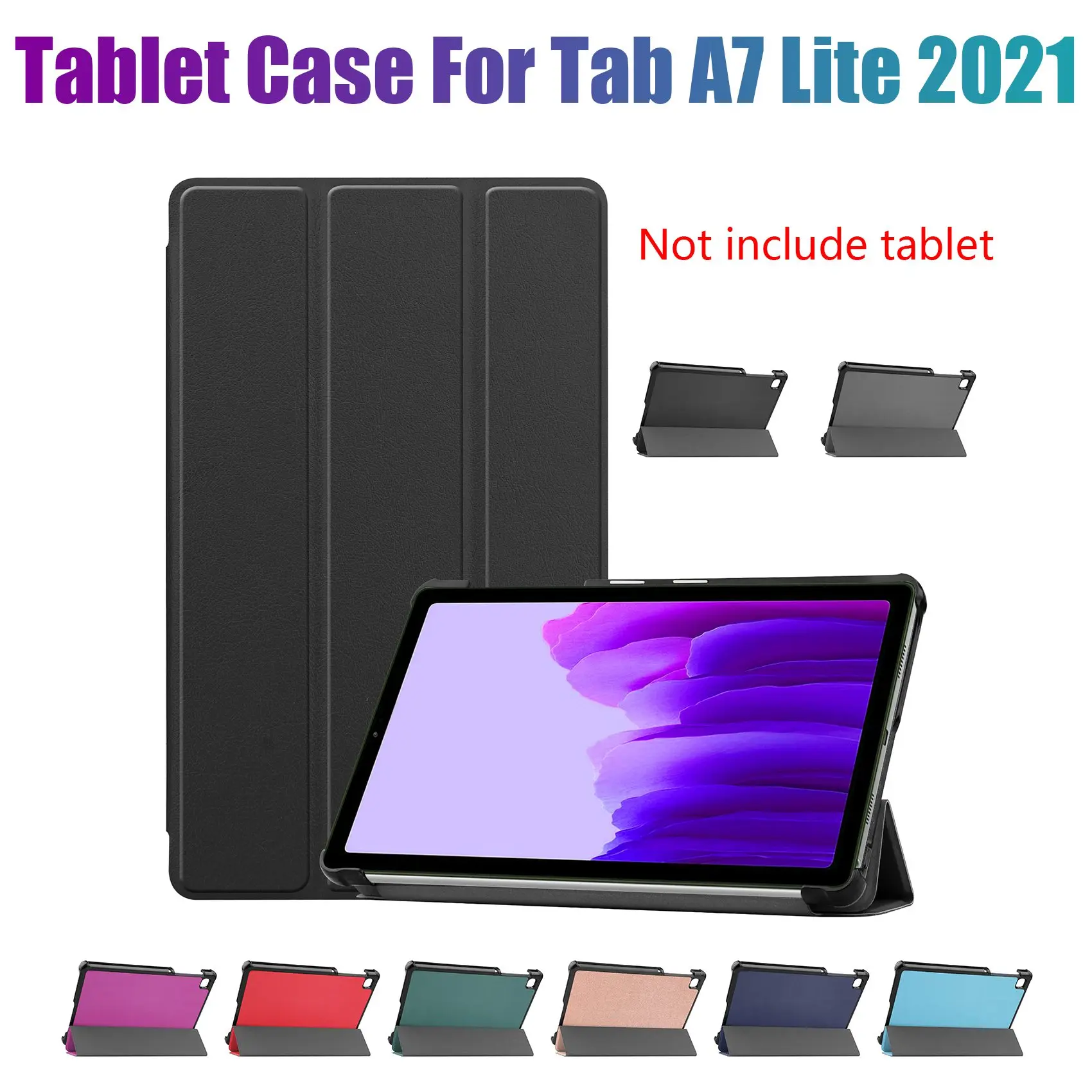 PU Case for Samsung Tab A7 Lite 2021 8.7Inch T220 T225 Leather Flip Case PU Leather Case Tablet Stand (E)