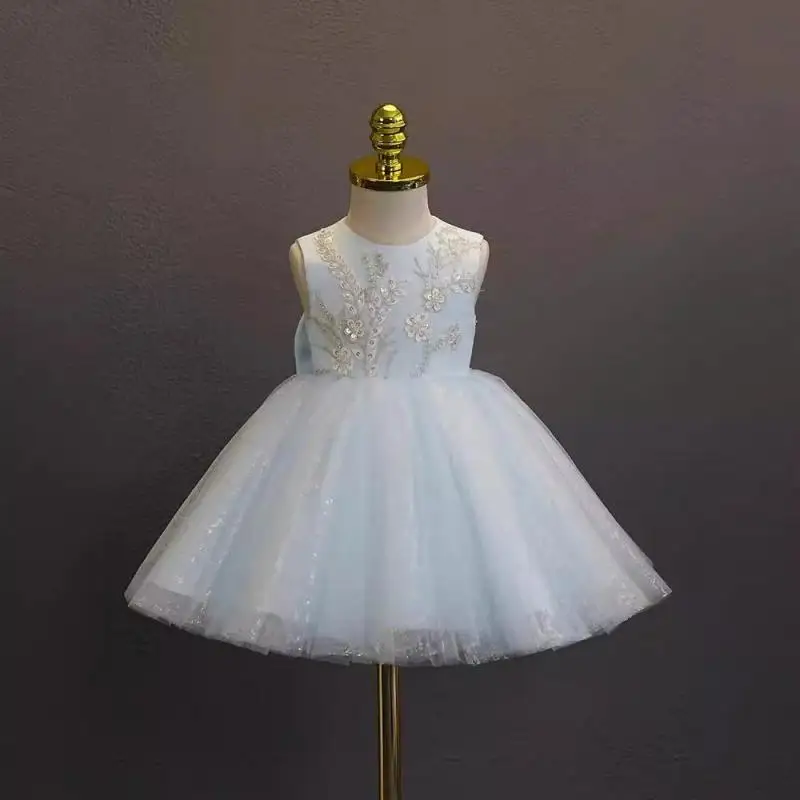 

2024 Luxury Baby Girl Children's Dress Sleeveless Girls Princess Dresses Wedding Children Clothing Summer Fancy Sequin Frock