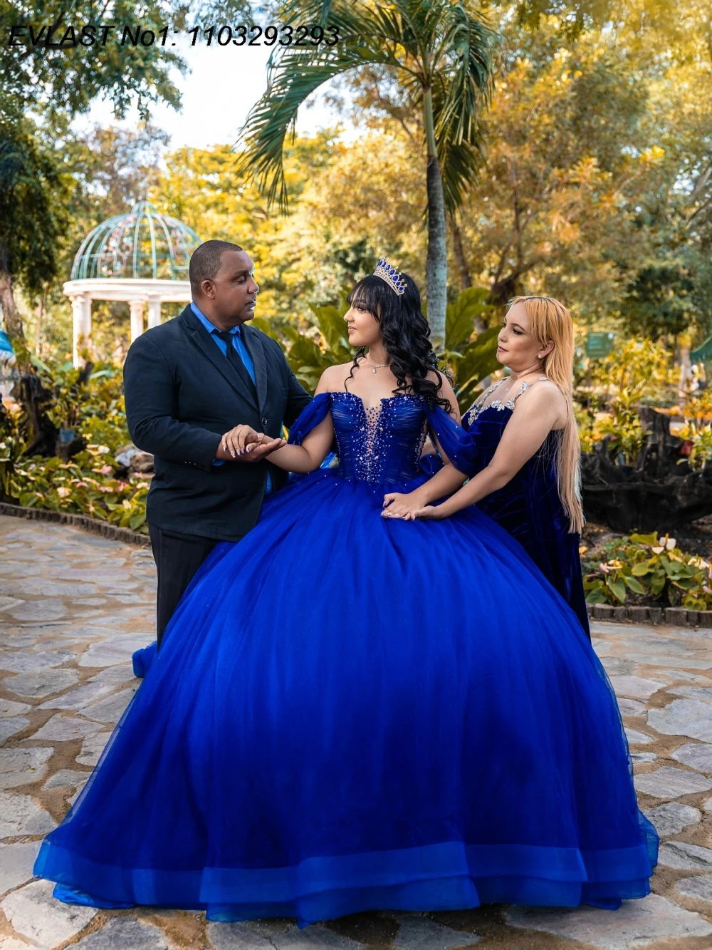 EVLAST personalizado mexicano 2026 vestido para quinceañeras azul real vestido De baile apliques con cuentas arco dulce 16 Vestidos De 15 Anos E1QN479