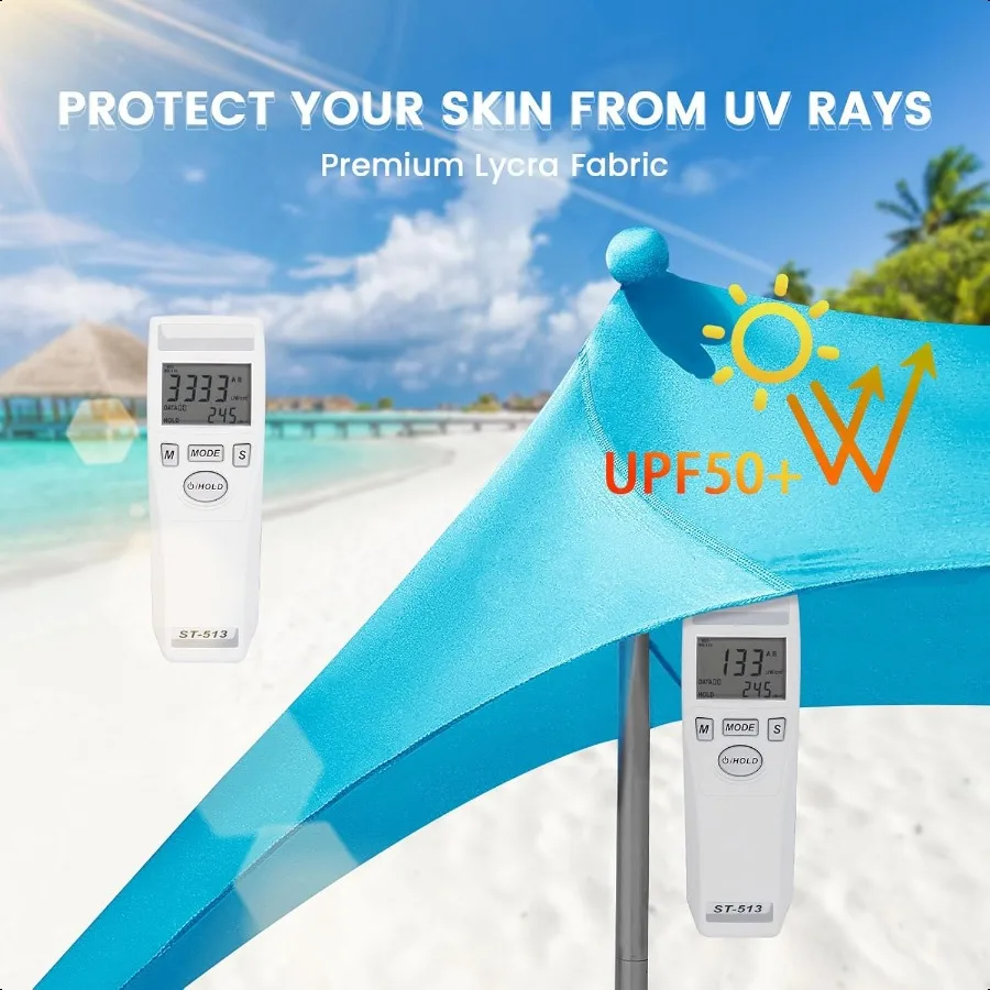 Tenda da spiaggia Tenda da sole 10x10FT Tenda da spiaggia con 8 sacchi di sabbia Protezione UPF 50+ Tenda da spiaggia Tenda da esterno per spiaggia