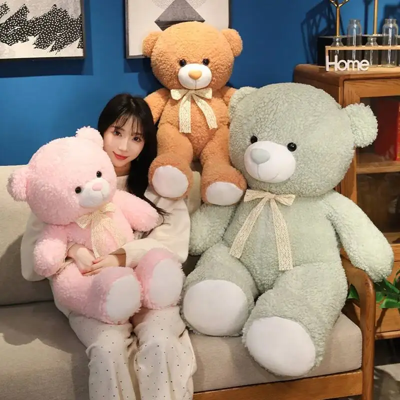 

New Giant Bear Plush Pillow Stuffed Soft Bow Tie Bear Plushie Toys Nice Valentine's Gift for Girlfriend