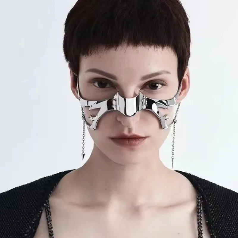 기계 혈액 블레이드 마스크 펑크 바람 외계인 유체 립 링 얼굴 보석 조정 가능한 할로윈 공 파티 Paty 마스크 남성과 여성