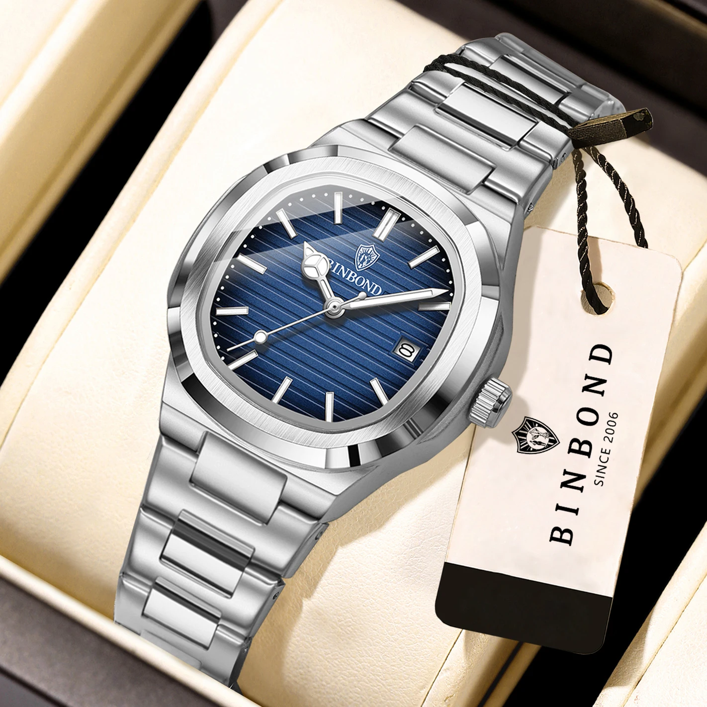 Relojes casuales BINBOND para mujer, relojes de cuarzo precisos, de lujo, luminosos, resistentes al agua, duraderos, con fecha automática.