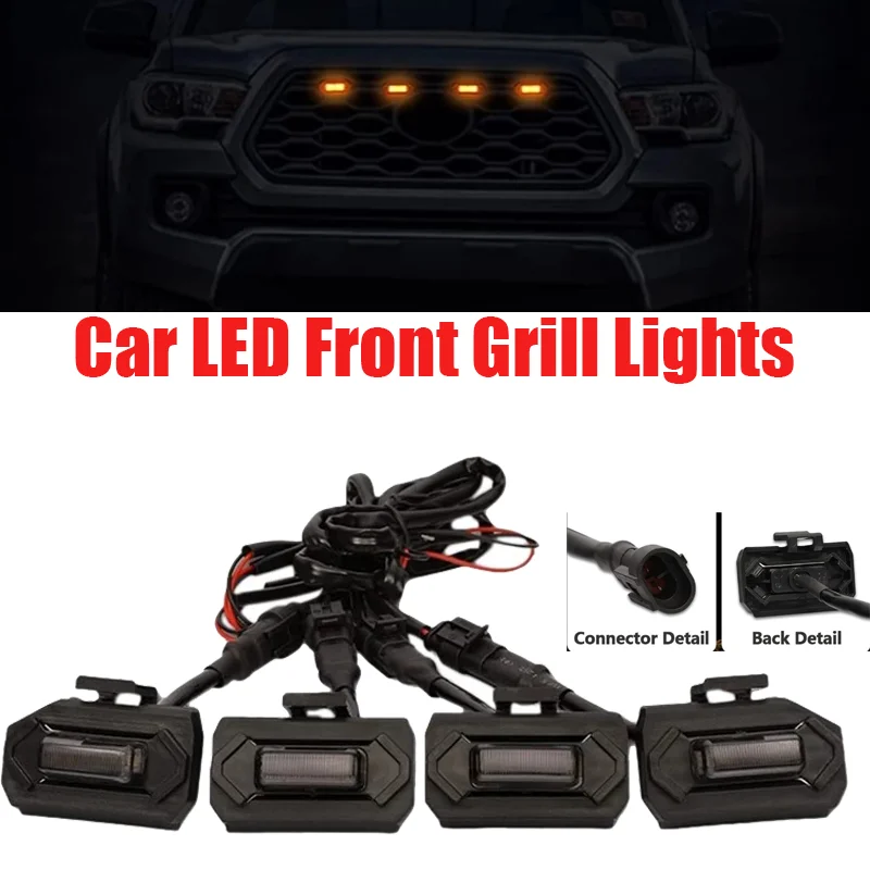 Lumière de calandre avant LED pour voiture, 4 pièces, pour Toyota Tacoma Raptor TRD Off Road Sport 2020 2021, feux d'avertissement de calandre externe