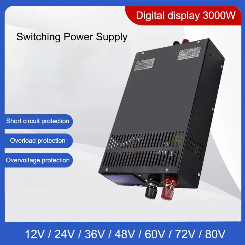 3000W high power switching power supply 110/220V 12V 24V 36V 48V 60V 72V 80V Digital Display Adjustable power supply accessories