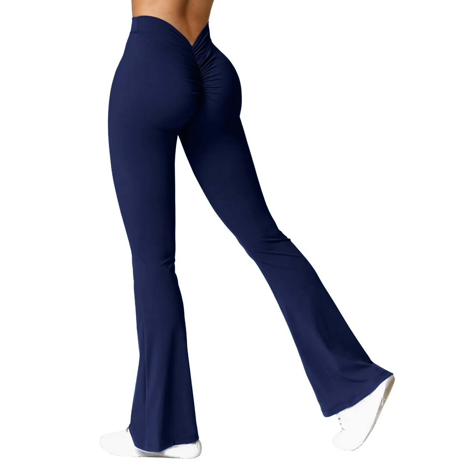 Mode Micro Horn Leggings Frauen V-back Taille Sport Hosen Hohe Taille Push-Up Butt Gym Hosen Solide Schlanke latin Dance Hose – Detail 16
