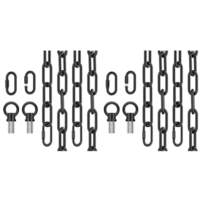 

【VALUE MONEY】2Pcs 10 Feet Industrial Black Light Fixture Chain, Adjustable Extension Chain With Connection Locks For Light Fixtu