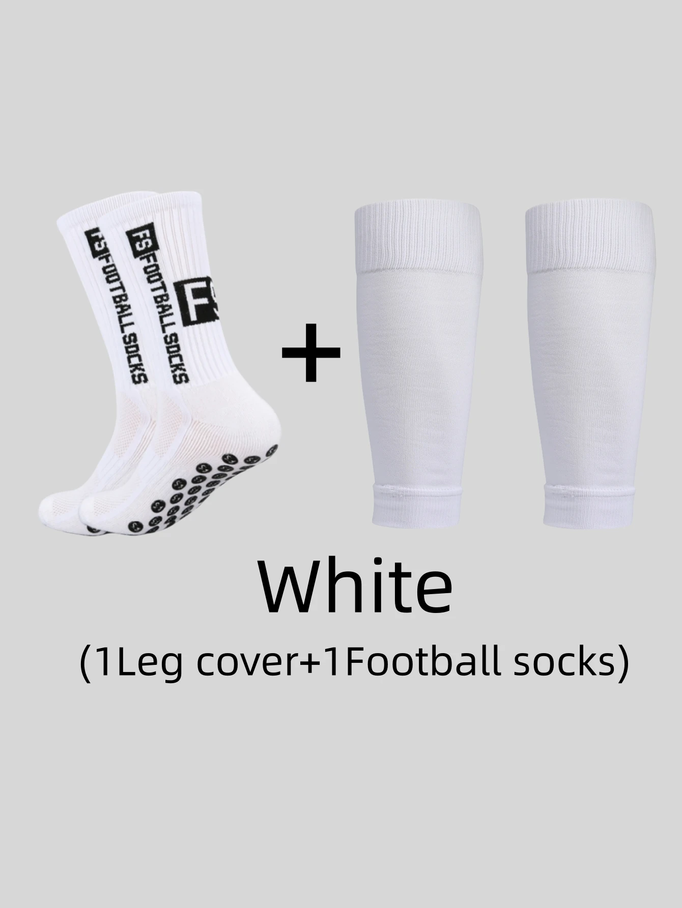 1 pair of combination adhesive point anti slip, sweat and odor resistant FS football sports socks+leg protectors