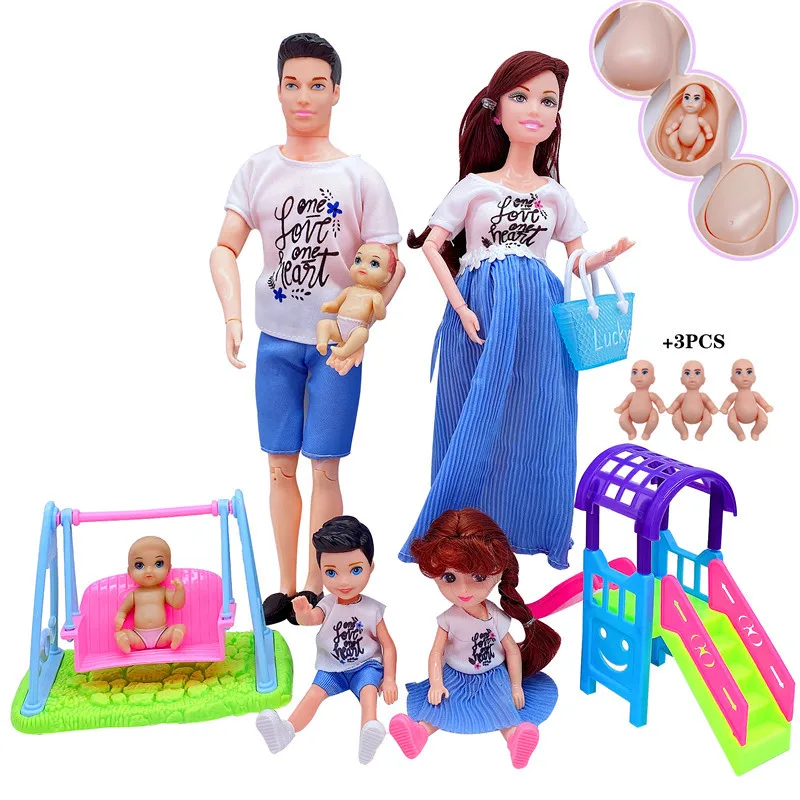 1/6 Cute Doll House Stroller Swing Slide Accessories for Barbie Pregnant Dolls with Baby Doll Birthday Christmas Gift Kid Toys