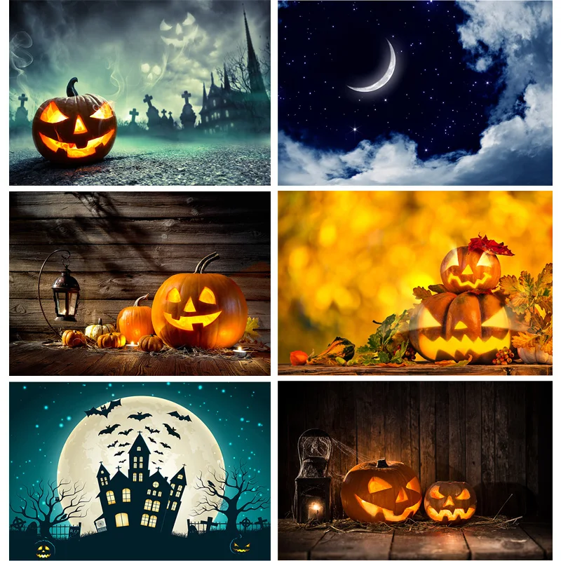 

SHUOZHIKE Halloween Backdrop Pumpkin Lantern Castle Forest Tombstone Baby Photography Background For Photo Studio Props NG-10