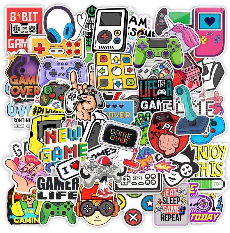 50Pcs Fashion Game Pad Cartoon Stickers Gift for Skateboard Laptop Diary Skateboard Car Motorcycle Helmet Cool Sticker Toy