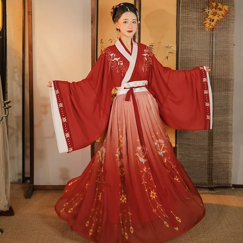 Traje tradicional de hanfu chinês feminino, vestido antigo da dinastia Han, vestido princesa oriental, dinastia Tang, elegante roupa de dança