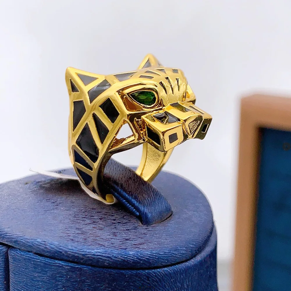 Leopard Gold Color Rings 18k Gold Plated Turkish Punk Hip Hop Finger Ring Middle East Arab Womens Mens Fashion Vintage Jewelry