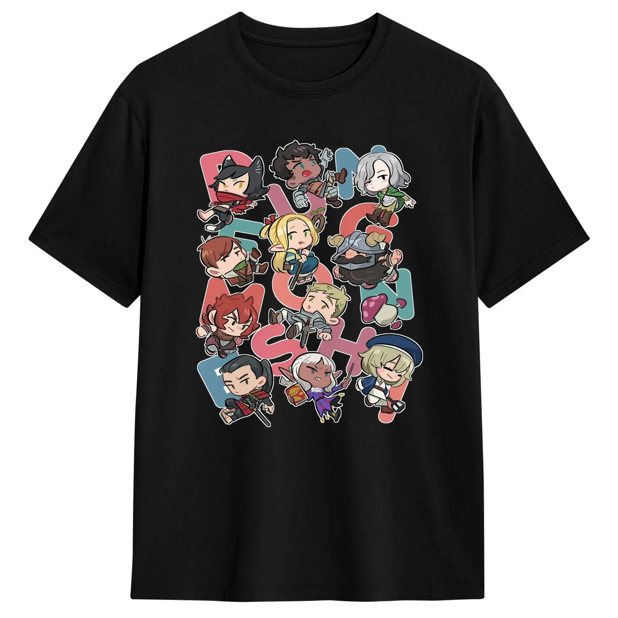 Men Women's T-Shirt Dungeon Meshi Vintage Cotton Tee Shirt Short Sleeve Delicious in Dungeon T Shirts O Neck Clothes Summer