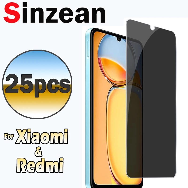 25pcs For Xiaomi 14 POCO F6 X6 X5 Redmi 13C 12C 11A Note 13 12 11 10S Pro Privacy Anti Peep Spy Tempered Glass Screen Protector