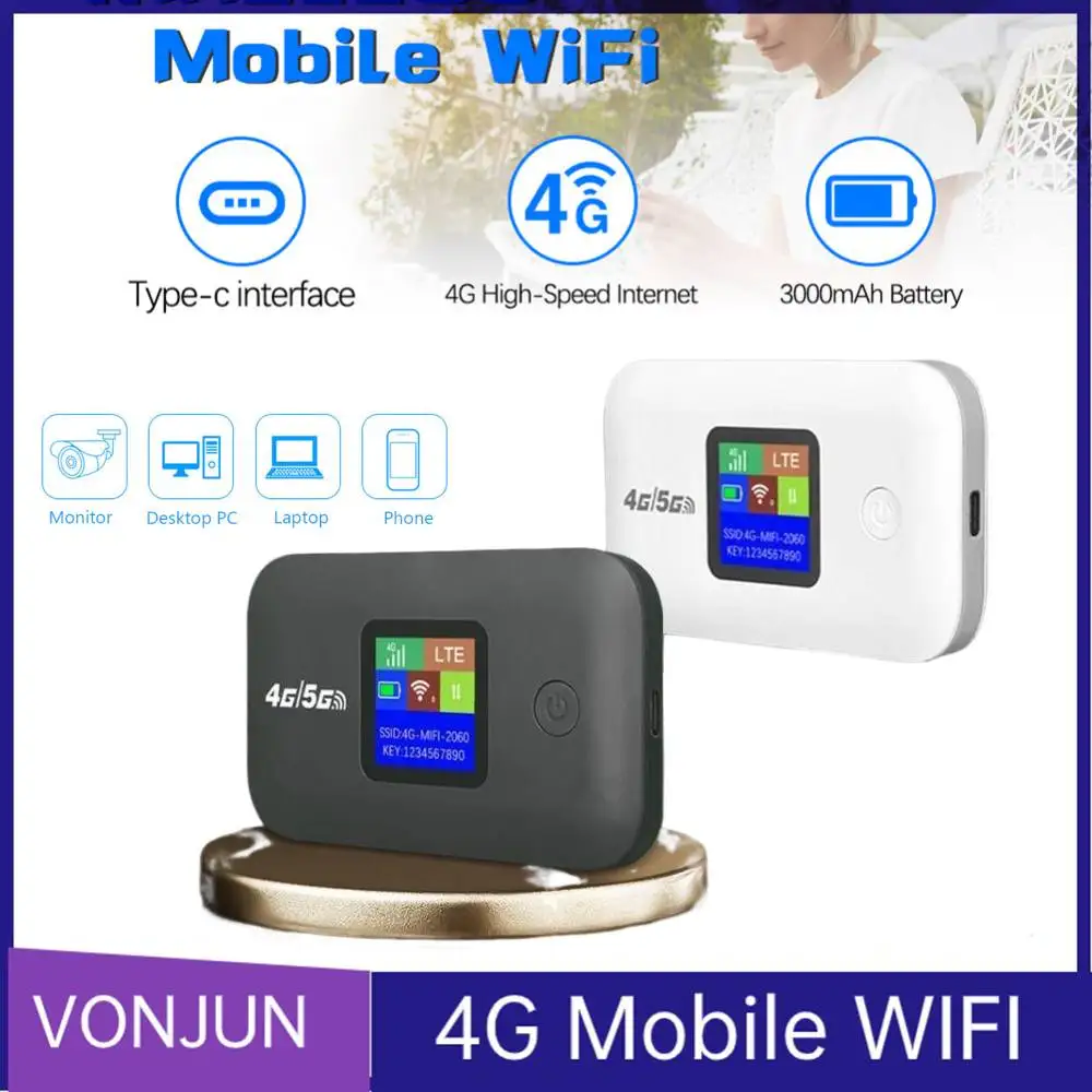 

Mini Mobile Hotspot 150Mbps Wireless Portable Router 3000mAh Mobile Pocket WiFi Router with SIM Card Slot 4G Pocket WiFi Router