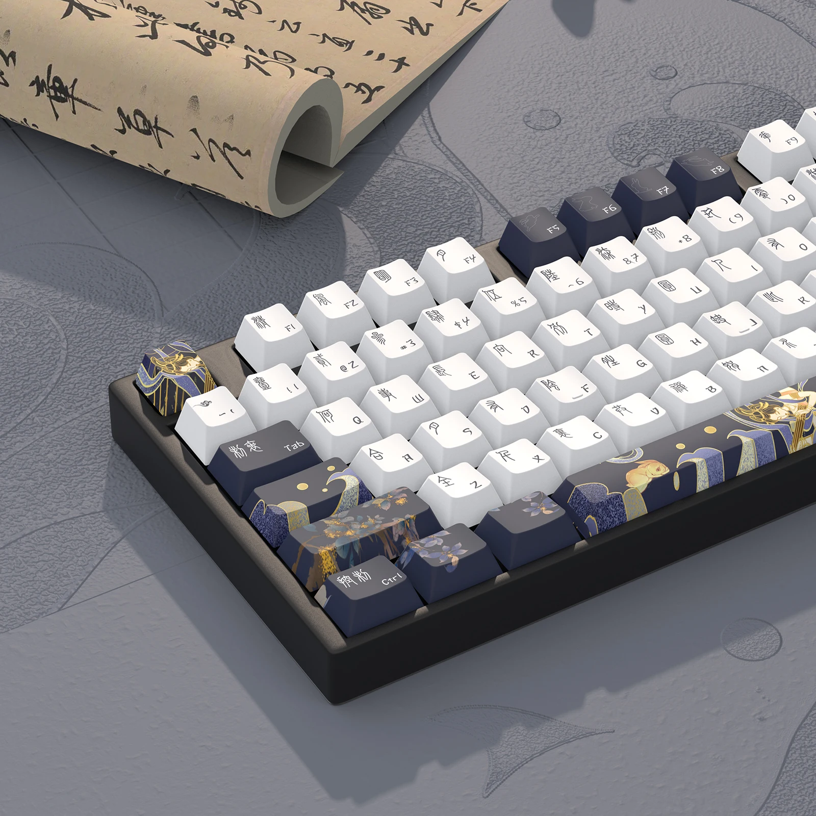 メカニカルキーボードキャップ、チェリープロファイル、pbtキーキャップ、mxスイッチ、dz60、rk61、64、68、keyChクラロン、gmmkpro用のhuadanテーマキーボードキャップ