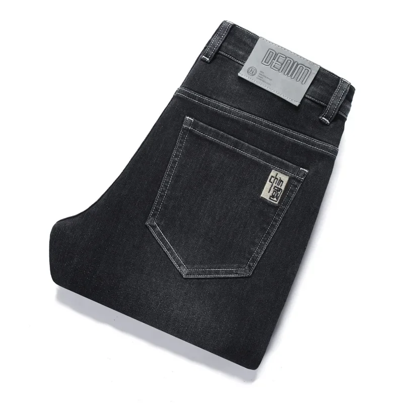 

Мужские джинсы, мужские модные брендовые свободные прямые цилиндры, новинка 2024, осенние эластичные осенне-зимние толстые длинные джентльмены для отдыха для взрослых