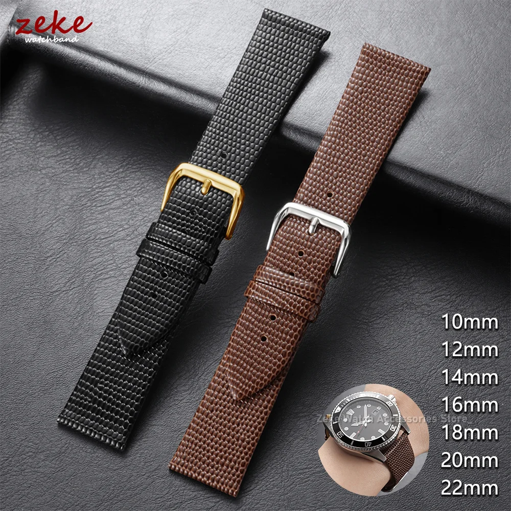 Lizard Pattern Leather Watch Strap Soft Cowhide Watch Band 10mm 12mm 14mm 16mm 18mm 20mm 22mm Ultra-Thin Universal Watchbands