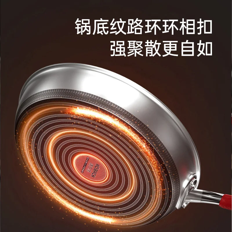YFY 316 stainless steel pan non-stick pan household frying  pancake pan double-sided honeycomb steak