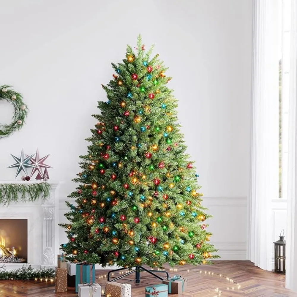 

9 FT Pre-lit Christmas Tree, 4668 Thicken Tips and 1500 Clear Lights for Indoor Outdoor,Hinged Spruce Artificial Christmas