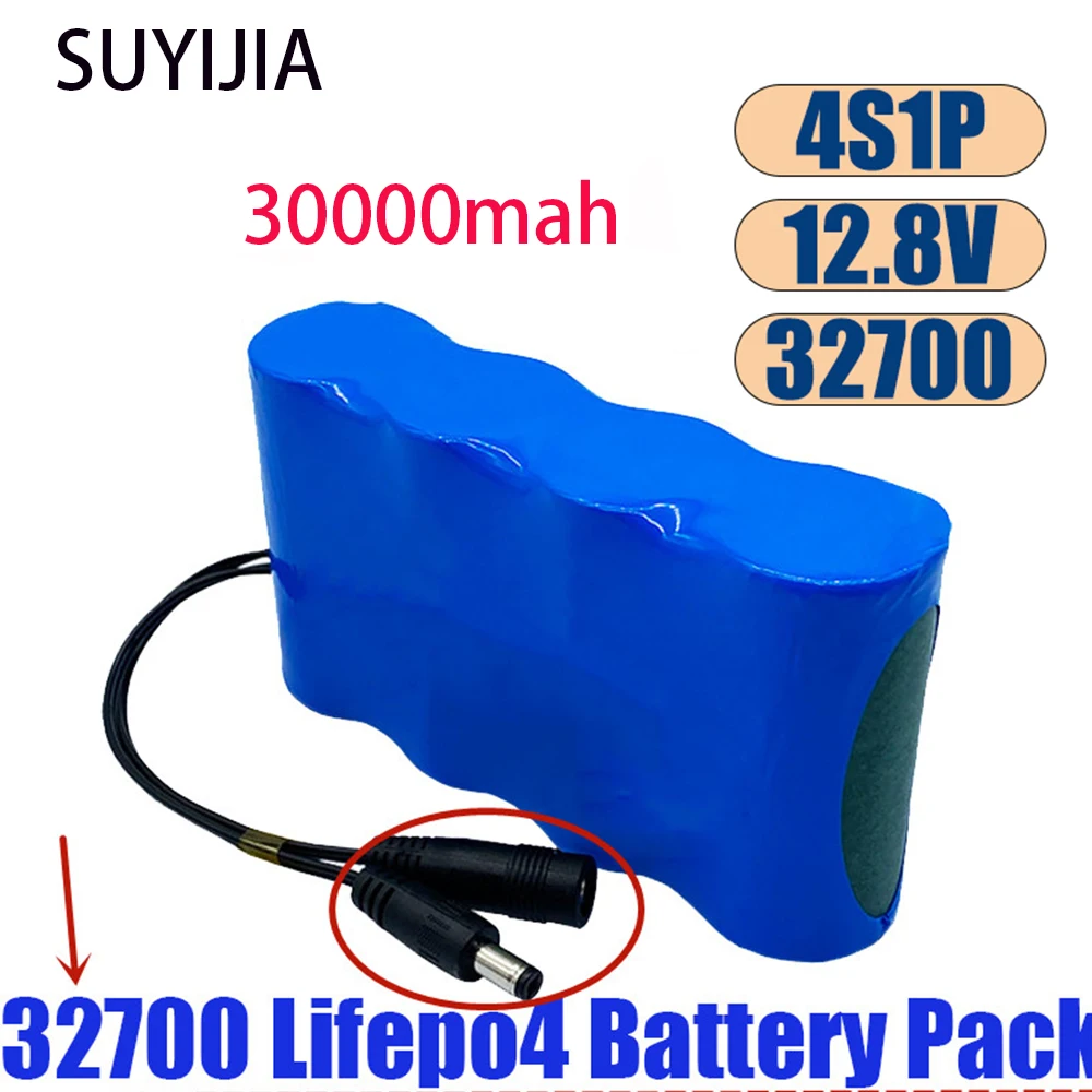 New 12.8V 32700 LiFePO4 Battery Pack 4S1P with 4S 40A Balanced BMS for Electric Boat and 12V Uninterrupted Power Supply Charger