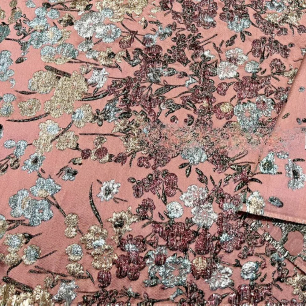 golden-silk-brocade-jacquard-fabric-romantic-flower-sea-yarn-dyed-dress-trench-coat-fashion-european-brand-design-sewing-cloth