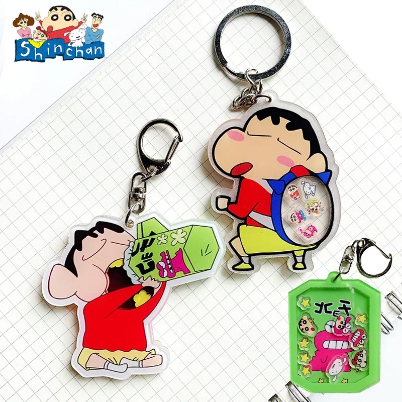 크레용 신짱 크리 에이 티브 열쇠 고리 교수형 펜던트 만화 Waniyama San 가방 액세서리 키 장식 아크릴 열쇠 고리