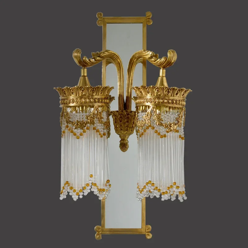 Antique french brass mirror unique design led sconces noble home modern lamp for living room hall corridor hotel home wall light