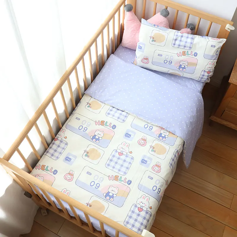 Baby Bedding Set Nordic Baby Bed Linen For Newborns Cotton Kids Crib Kit With Bumper Infant Nursery Decor Allow Custom Size