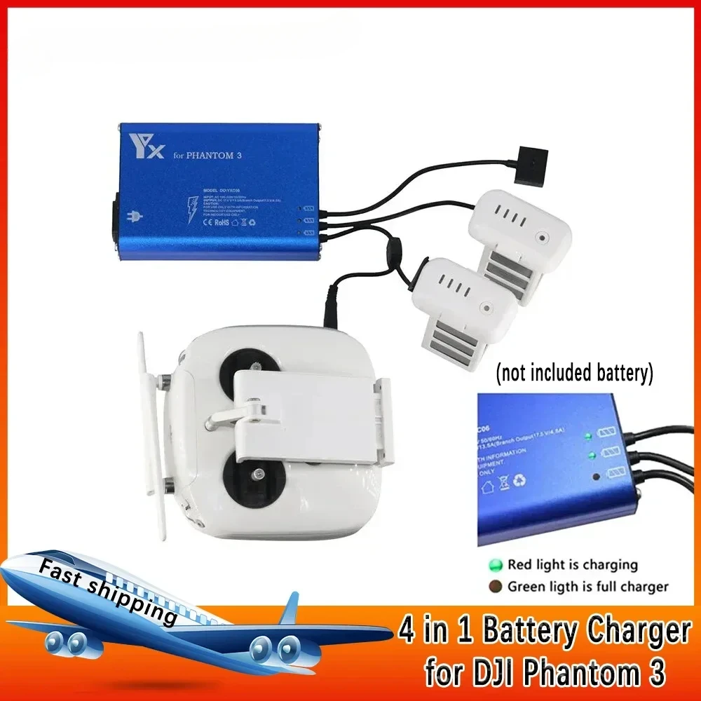 4 in 1 Battery Charger for DJI Phantom 3 Standard Professional Advanced SE Drone Battery Transmitter Charger Parallel Power Hub