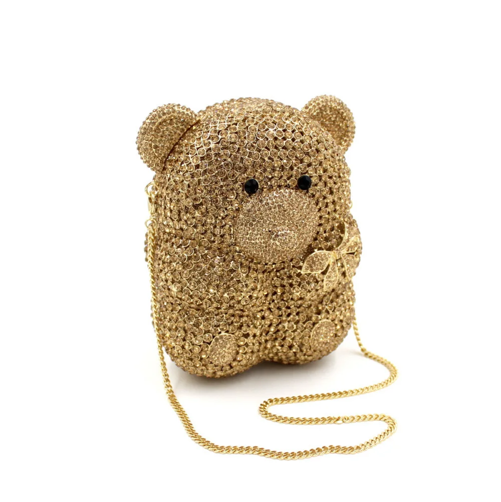 

Animal Rhinestone Dinner Evening Bag Bear Crystal Diamond Clutch Evening Bags Sac De Marque Luxe Femme Bolsos De Mujer Tendencia