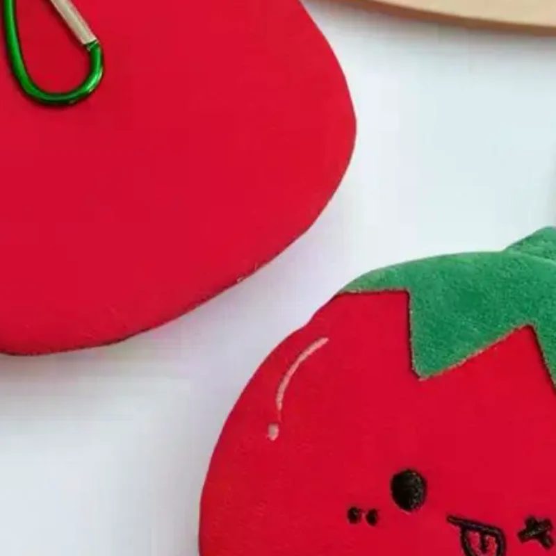 1PC Cartoon Plush Tomato Coin Purse Pendant Cute Portable Wallet Storage Pouch Hanging Ornament Bag Decoration Accessories Gift