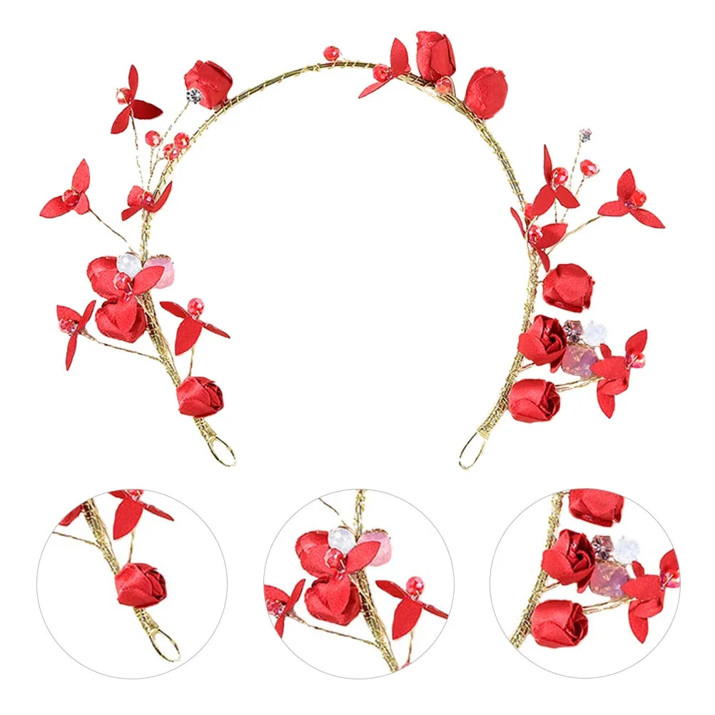 

Bright Red Headb H made Hair Decors Cloth Diamond Headdress Kids Metal Alloys Bride Girl Child Hairstyle Tools Long Lasting