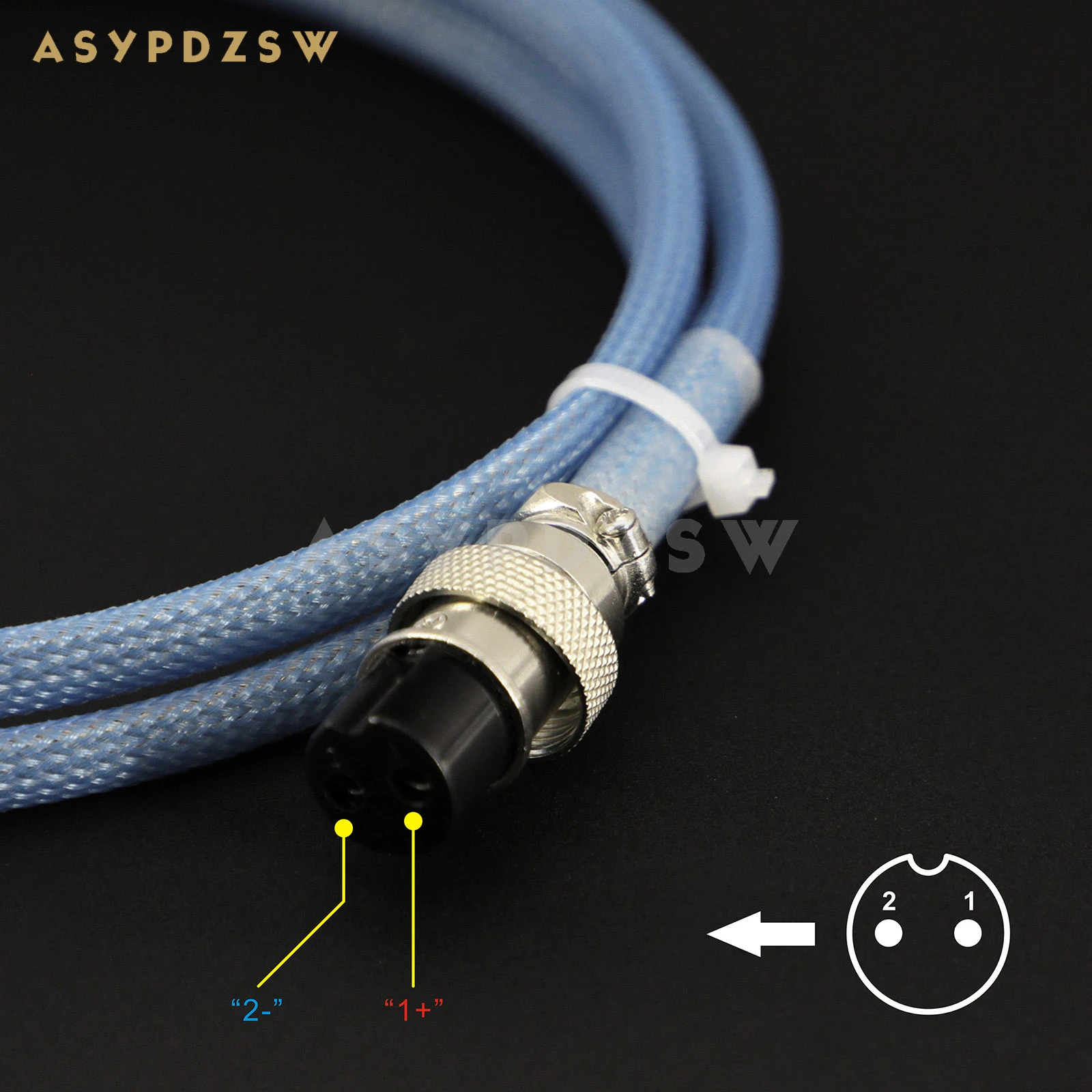 1.2M HIFI OCC Single crystal copper Silver-plated LPS Cable GX16-2 PIN Plug to Type-C Plug PSU Cable