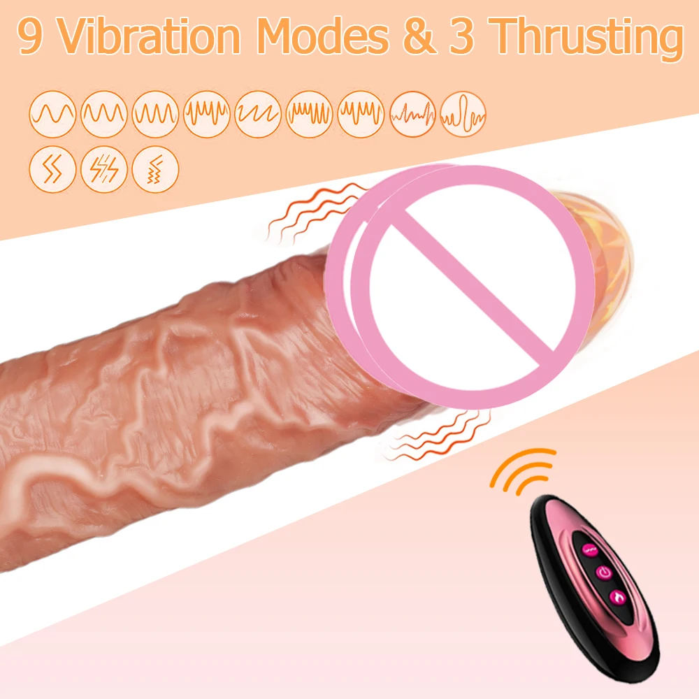 Realistic Dildo Vibrator Remote Control Telescoping Heated Penis Female G-spot Vagina Anal Massager Women Sex Toys Adult Goods