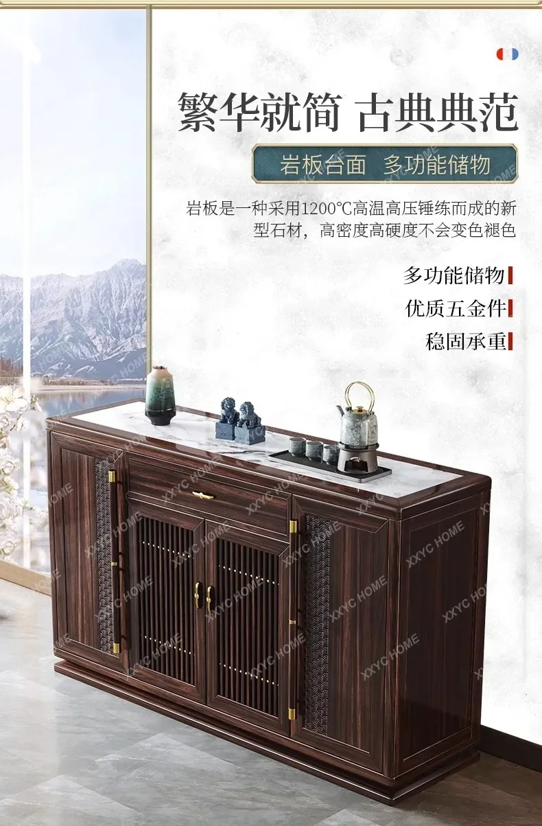 HMJNew Chinese-style dining side cabinet, ebony wood porch cabinet, living room, modern simple integrated wall chest