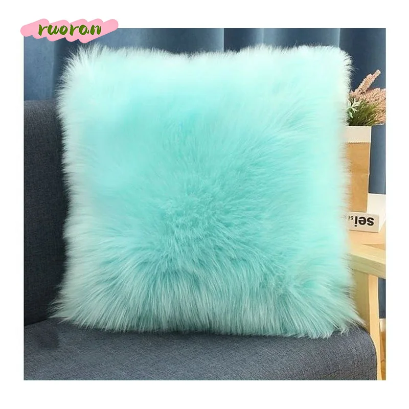 

Square Faux Wool Throw Pillow – Plush Soft Cushion Core, Bed Headrest Pillow, Sofa Waist Support Pillow for Home Office