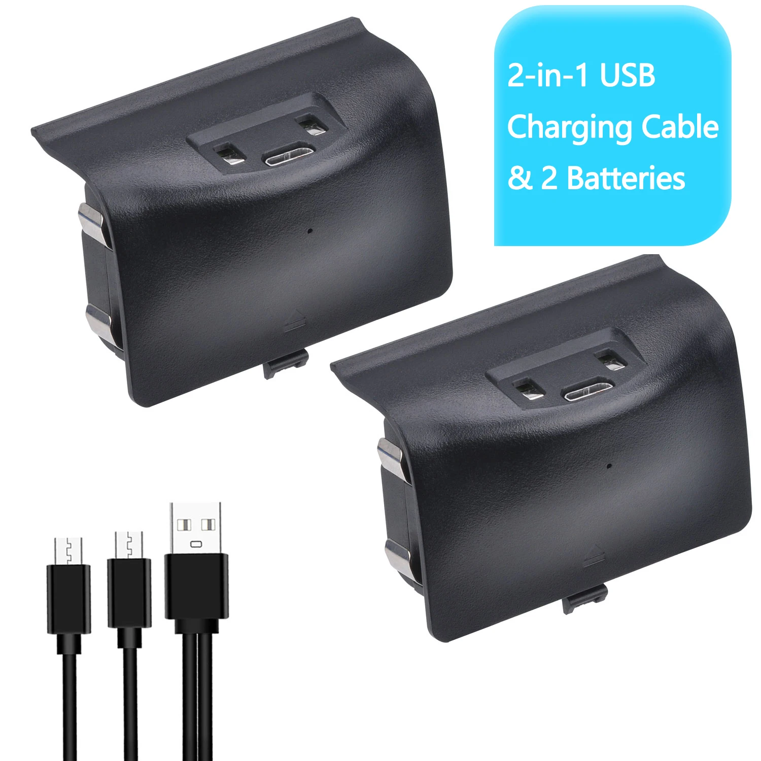 Paquete de batería recargable Pickle Power Xbox one para Xbox One/One S/One X/One Elite, controlador inalámbrico + Cable USB 2 en 1, 2 uds.