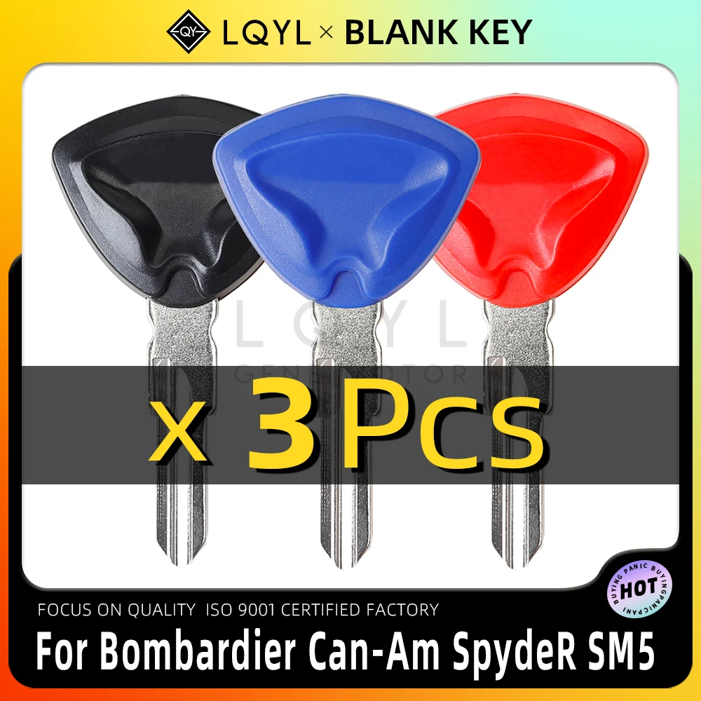 

LQYL 3Pcs Motorcycle Key Uncut Blank Replacement Keys For Bombardier Can-Am SpydeR SM5
