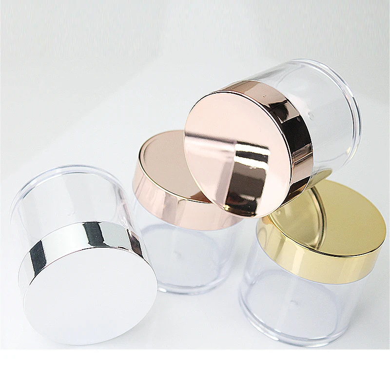 20/30/50pcs 60g Plastic Empty Transparent Nail Glitter Powder Jar with Rose Gold Lid Cosmetic Makeup Cream Jar Loose Powder Pots
