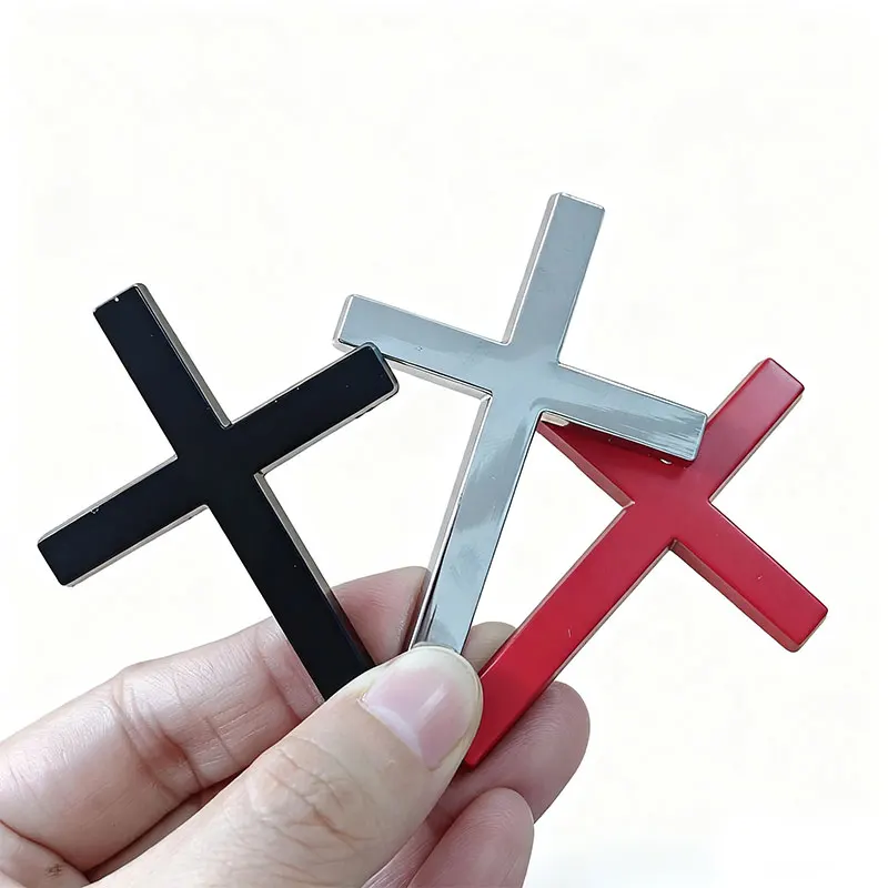 ثلاثية الأبعاد معدن أسود كروم أحمر كريستيان الصليب سيارة الخلفي الجذع ملصق شعار الحاجز الجانب شارة ملصق مائي لملحقات السيارات الخارجية