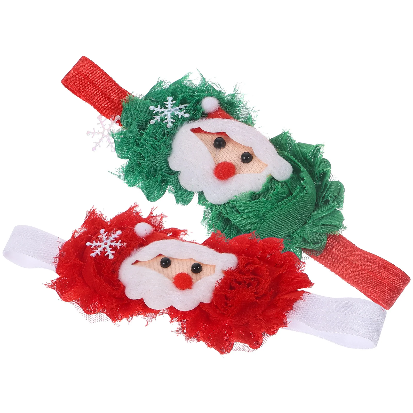 2 Buah Ikat Kepala Kartun Bayi Perempuan Ikat Rambut Bunga Santa Klaus Aksesori Pesta Kostum Cosplay Natal Anak Ikat Kepala Bunga
