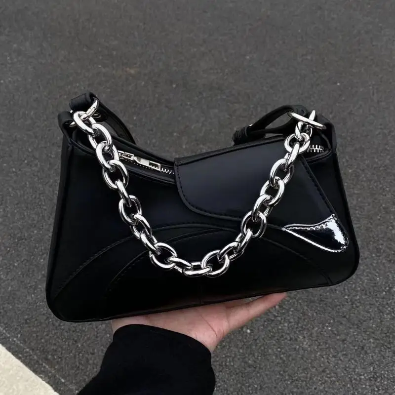 Irregular Shaped Metal Chain Decoration Handbag For Women European/American Fashion High-end Single Shoulder Crossbody Bag Trend