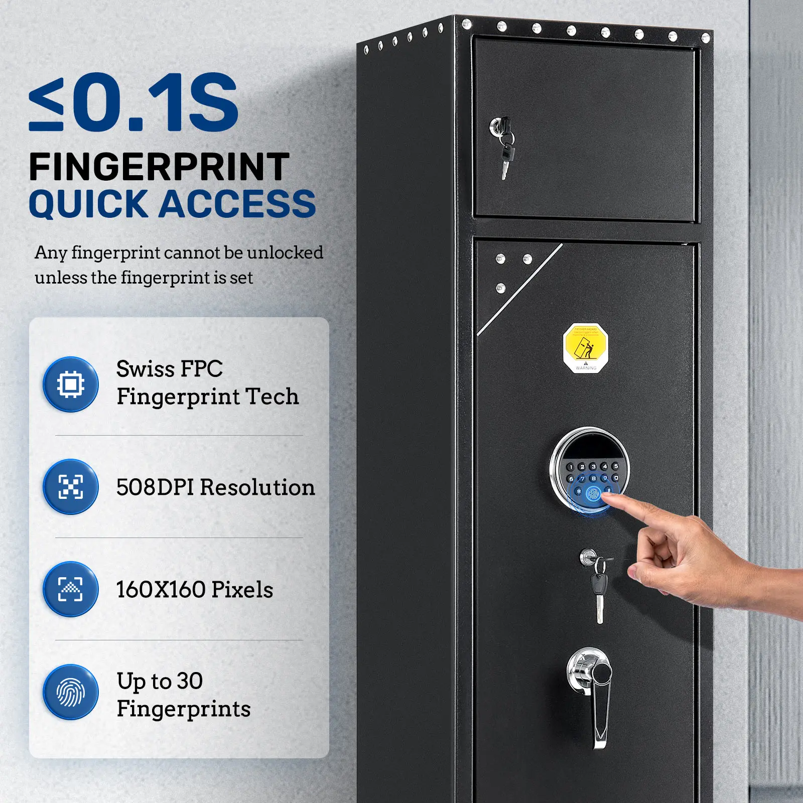 Station-SF0107 6 Gun Cabinet Rifles Gun Safe 4 Way Quick Access Gun BoxAdvanced Biometric Technology Built-in Storage Locker