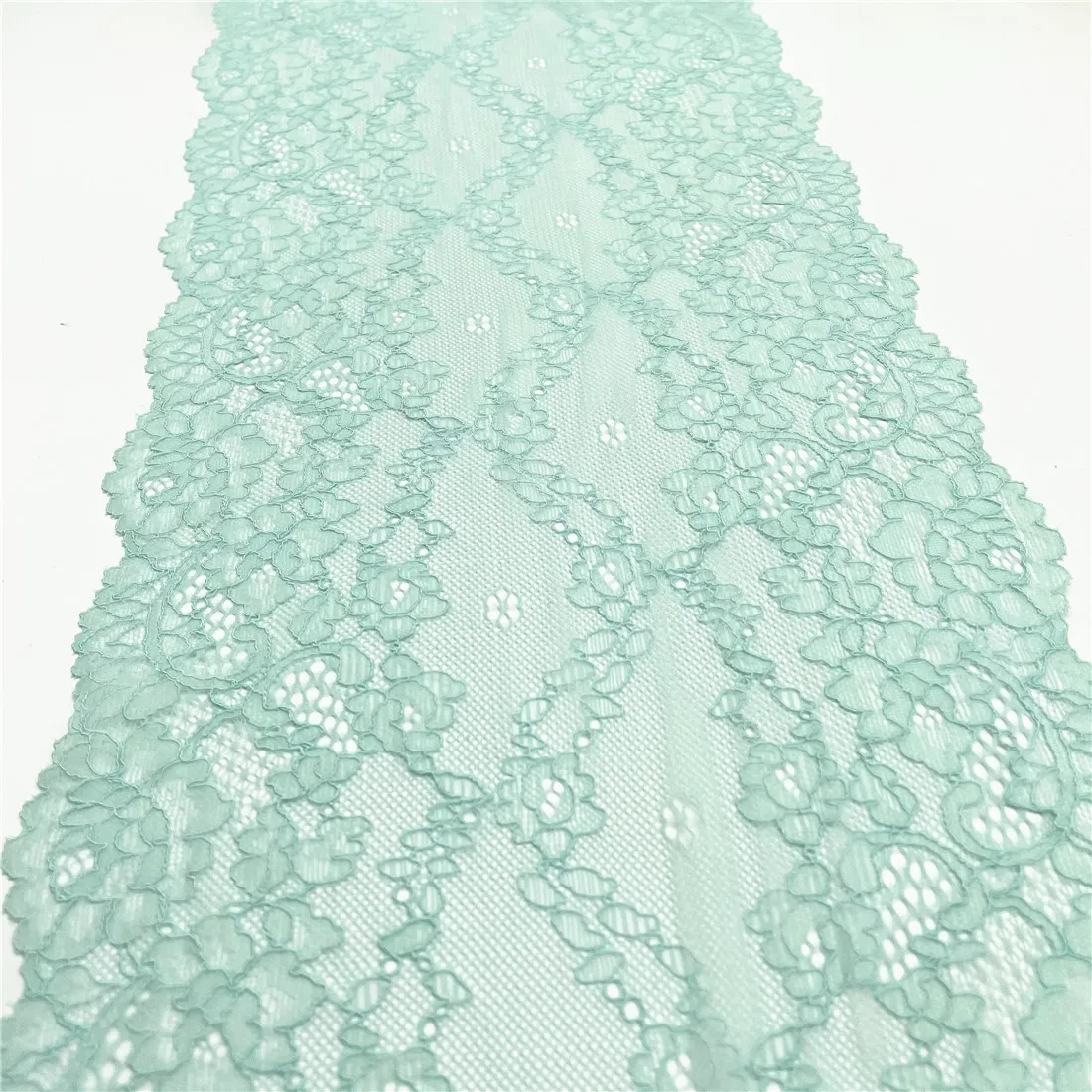 3y/lot Width 22cm Light Green Elastic Stretch Lace Trimming For Garment Accessory DIY Material Dress Lingerie Fabric