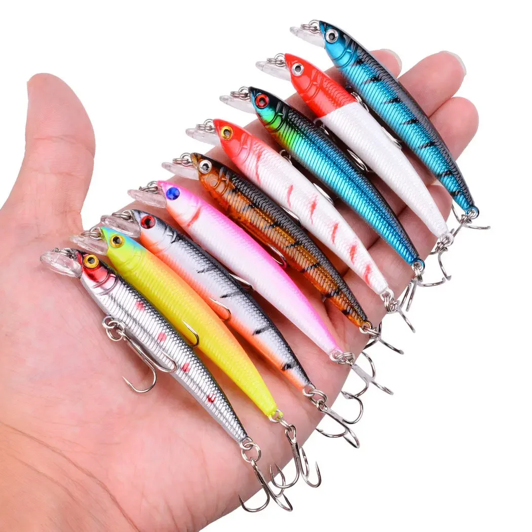 12 PCS Fishing Lures Bait 3D Eye 8cm/5g Minnow Crankbait Wobblers Perch Artificial Bait Pike Carp Bait Swimbait Fishing Lure